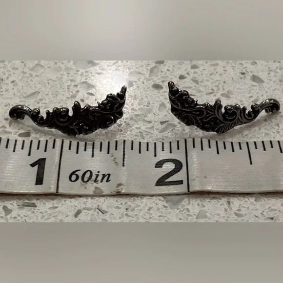 Vintage 925 Sterling Silver Climber Earrings Baroque Style Dangle Earrings - Picture 7 of 8